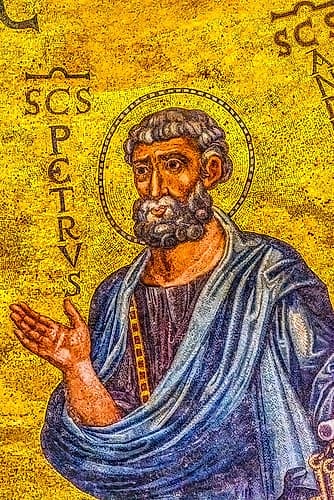 Ancient Saint Peter mosaic, Papal Basilica of Saint Paul, Rome, Italy.. Art Print